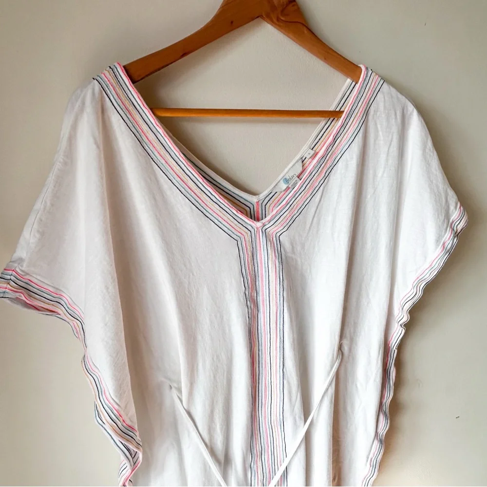 Boden Eloise Jersey Kaftan Tunic Beach Coverup Cotton Boho White Colorful Small - Picture 12 of 16